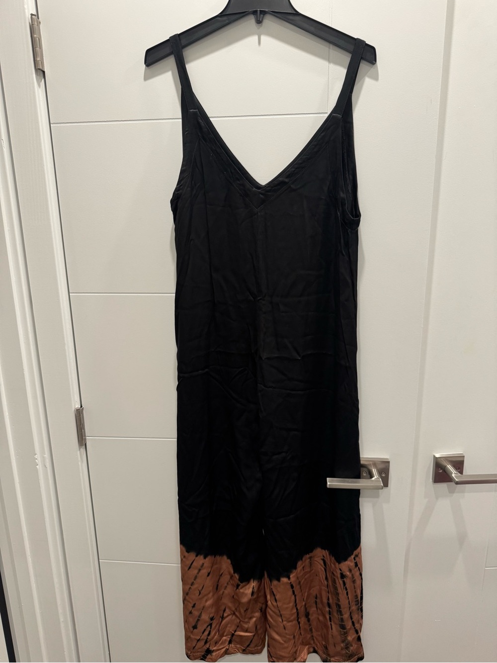 Black Slip Dress with Brown Dyed Hem